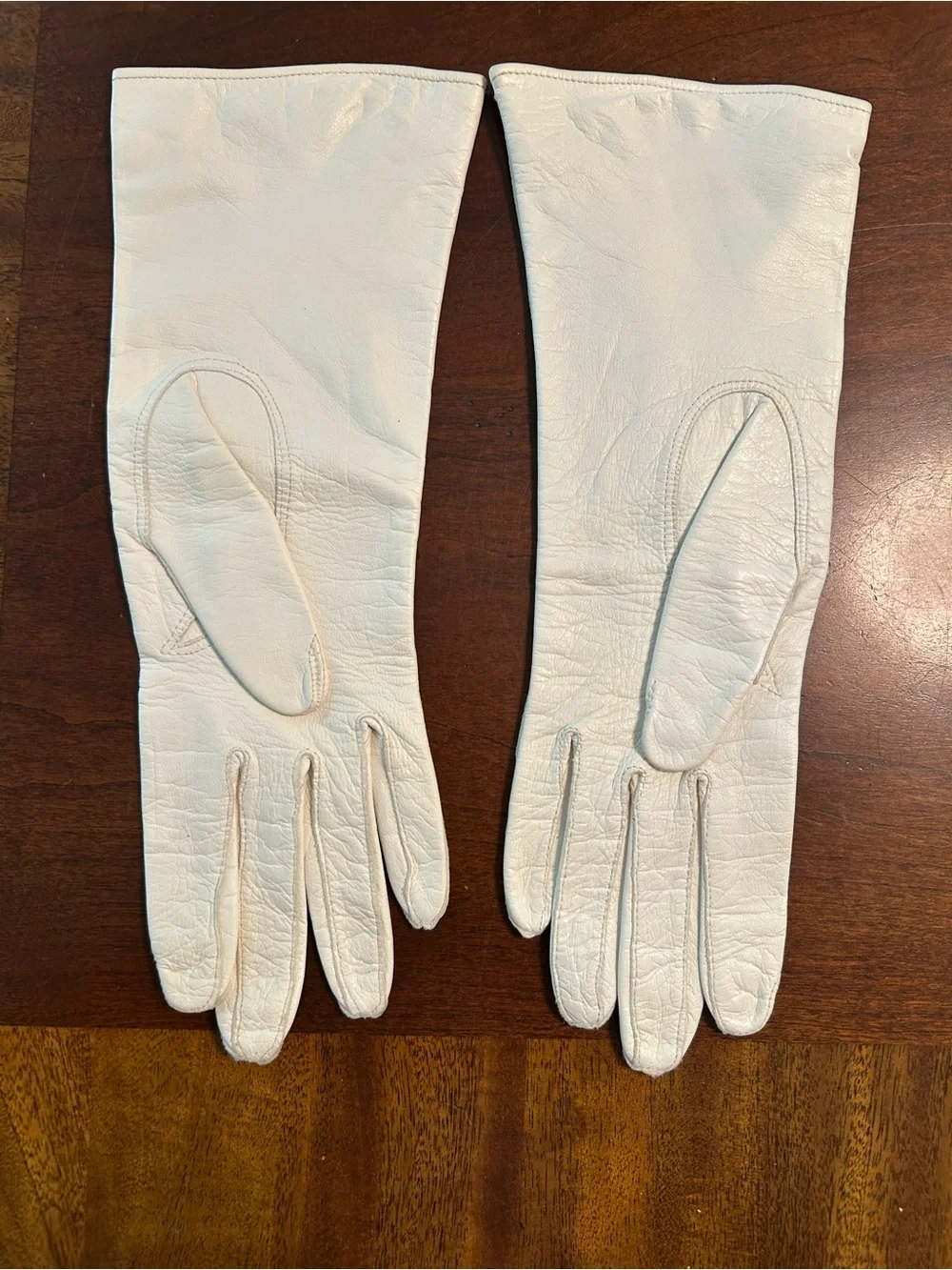 Classic Vintage Women's Long Kid Leather Gloves - White